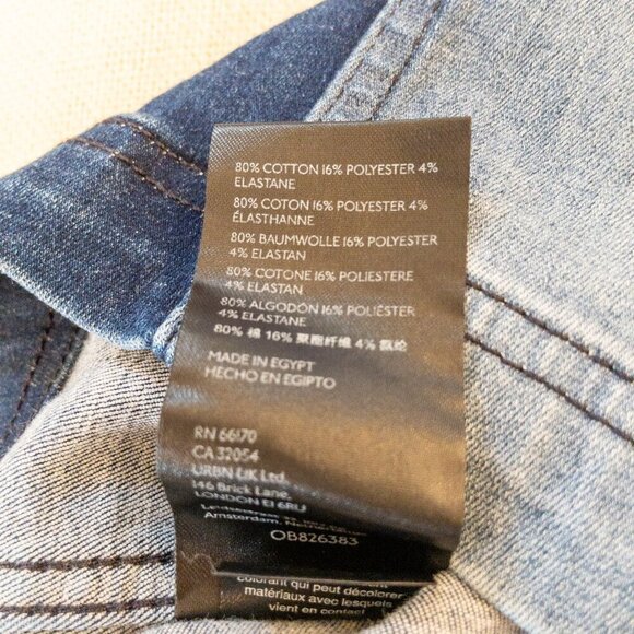 Free People Colorblock Denim Mini Skirt Size 12 Zip Back Stretch Cotton - Picture 4 of 4